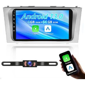 Car Stereo for Toyota Camry 2007 2008 2009 2010 2011 Android 13 GPS Radio with Wireless A-pple Carplay Android Auto, 9 Inch IPS Touch Screen, 5G WiFi, FM/SWC Bluetooth 1080P Backup Camera
