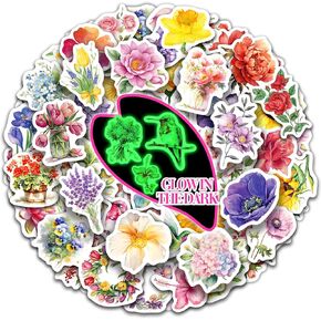 108 Pcs Alphabet Stickers Glow in The Dark, Vinyl Letters A-Z Water Bottle Sticker Pack for Teens, Waterproof Skateboard Laptop Decals for Adults Kids Girls Boys