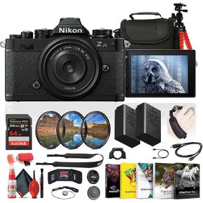 Nikon Z fc DX-Format Mirrorless Camera with NIKKOR Retro Style Z 28mm f/2.8 (SE) Lens (1673B) + EN-EL25 Battery + 64GB Memory Card + Photo Software + Camera Bag + Tripod + More (Renewed)