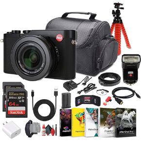 Leica D-Lux 8 Compact Digital Camera, 17MP 4/3" CMOS Sensor (19191) + 2 x 64GB Memory Card + Photography Software + Camera Bag + Flexible Tripod + Cleaning Kit + USB-C Cable + USB-C Adapter + More
