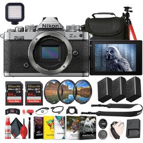 Nikon Z fc DX-Format Mirrorless Camera (1671) + 2 x EN-EL25 Battery + 2 x 64GB Memory Card + Photo Software + LED Light + Camera Bag + Tripod + Cleaning Kit + HDMI/Micro Cable + More (Renewed)