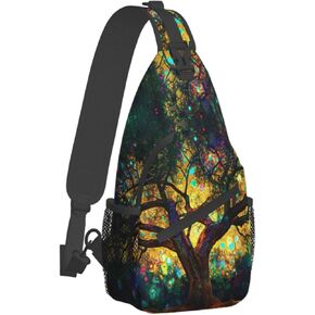 Colorfully Colors Tree Sling Backpack Hiking Backpack Crossbody Bag Sports Lightweight And waterproof Chest Bag Shoulder Bag For Women Men