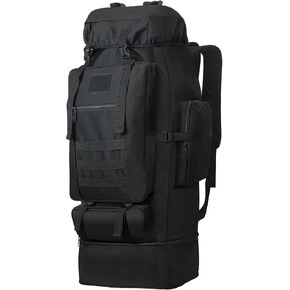 100L Camping Hiking Backpack, Military Tactical Backpack Molle Rucksack, Extra Large Hiking Backpack, Water Resistant Hiking Daypack, Outdoor Sports Backpack, Adjustable Sport Bags (Black)
