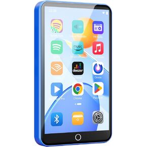 80GB MP3 Player with Bluetooth and WiFi, Android MP3 & MP4 Players with 4" Touchscreen and Speaker, 2000mAh Spotify Music Player with Spotify Kids, Audible, Amazon Music, Play Store (Blue)