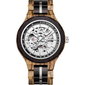 VICVS Natural Walnut Automatic Men's Wooden Watch Sports Date Day Multifunctional Automatic Wooden Watch
