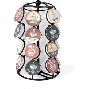 Nifty K Cup Holder – Compatible with K-Cups, Coffee Pod Carousel | 24 K Cup Holder, Spins 360-Degrees, Lazy Susan Platform, Modern Black Design, Home or Office Kitchen Counter Organizer