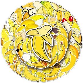 50 Packs Cute Banana Stickers Water Bottles Laptop Phone Computer Guitar Skateboard Hydroflasks Funny Banana Vinyl Sticker Waterproof Aesthetic Decals for Teens Girls Adults