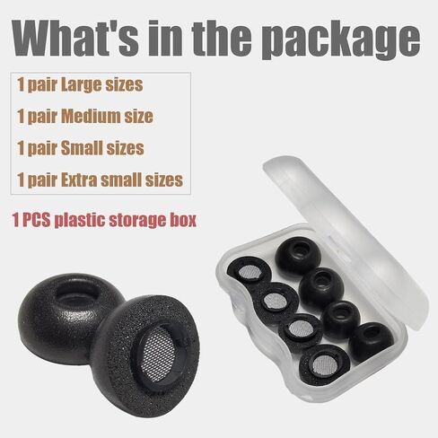 4 Sizes Memory Foam Ear Tips for Samsung Galaxy Buds3 Pro Replacement Earbuds Tips for Galaxy Buds 3 Pro Earbud Fit in Case Black, 4 Pairs in Kuwait