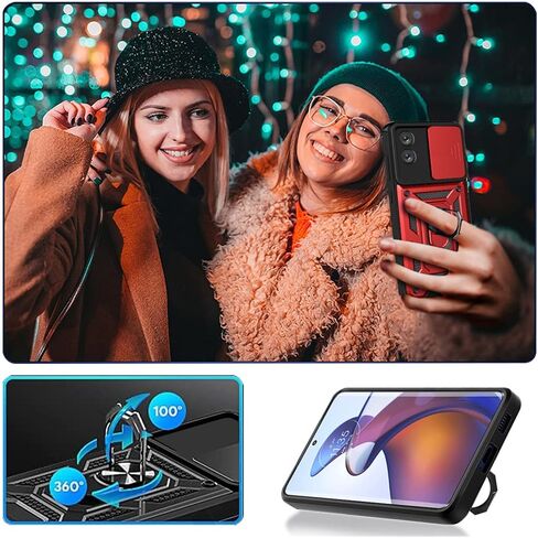 جراب Moto G Play 2024، جراب هاتف Motorola G Play 2024 مع مسند وواقي شاشة وغطاء كاميرا منزلق، غطاء واقٍ شديد التحمل مضاد للصدمات لهاتف Motorola Moto G Play 2024، أزرق in Saudi Arabia
