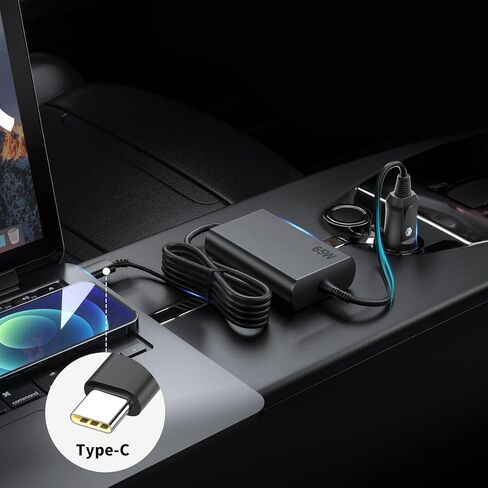 شاحن سيارة للكمبيوتر المحمول USB C 65W DC محول لجهاز Lenovo Thinkpad Yoga Ideapad Slim ThinkBook MacBook Dell Latitude Chromebook Asus Acer HP Samsung وجميع الأجهزة بمنفذ Type-C in Kuwait