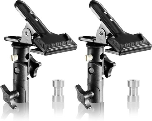 Selens 2 Pack Photography Reflector Clamp Holder Speedlite Hot Shoe Bracket | with 1/4"" & 3/8"" Screw Mount with Photo Studio Light Stand, Lighting Umbrella Reflector in Kuwait