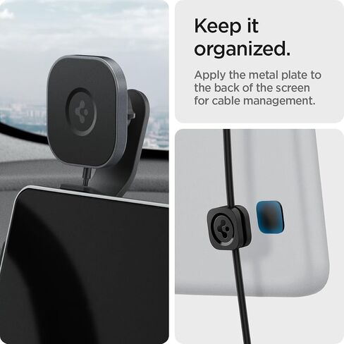 Spigen OneTap Pro (MagFit) مصمم لطراز Tesla 3/Y/S/X وFord Mustang Mach-E مصمم لشاحن السيارة اللاسلكي MagSafe المتوافق مع iPhone 16 Pro Max و16 Pro و16 Plus و15 و14 و13 و 12 in Saudi Arabia
