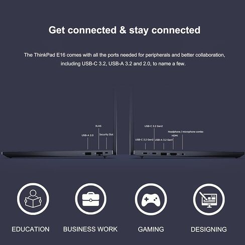 Lenovo ThinkPad E16 Business Laptop (16" FHD+ Display, AMD Ryzen 7 7730U (Beat i7-1255U), 40GB RAM, 2TB SSD) Fingerprint, Backlit, FHD Webcam, Wi-Fi, Ethernet, Win 11 Pro w/ AI Copilot, 2024, Black in Saudi Arabia