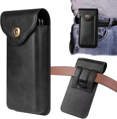 Cell Phone Holster for Samsung Galaxy Z Fold 6/5/4/3/2, Google Pixel 9 Pro Fold,Xiaomi Mix Fold 4,Leather Belt Pouch Case Phone Holster for Men with Belt Clip (Black) in Saudi Arabia