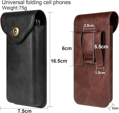 Cell Phone Holster for Samsung Galaxy Z Fold 6/5/4/3/2, Google Pixel 9 Pro Fold,Xiaomi Mix Fold 4,Leather Belt Pouch Case Phone Holster for Men with Belt Clip (Black) in Saudi Arabia