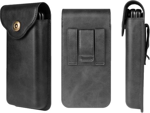 Cell Phone Holster for Samsung Galaxy Z Fold 6/5/4/3/2, Google Pixel 9 Pro Fold,Xiaomi Mix Fold 4,Leather Belt Pouch Case Phone Holster for Men with Belt Clip (Black) in Saudi Arabia