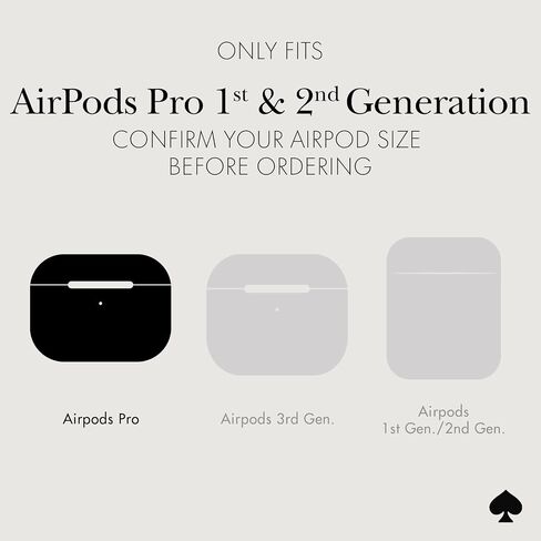 حافظة واقية لسماعات AirPods Pro من Kate Spade New york مع حلقة سلسلة مفاتيح - فضية لامعة، متوافقة مع AirPods Pro الجيل الثاني / الأول in Kuwait