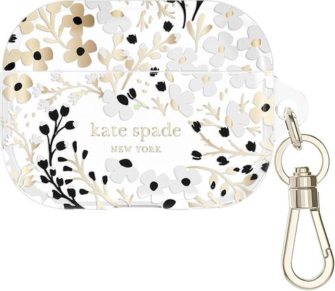 حافظة واقية لسماعات AirPods Pro من Kate Spade New york مع حلقة سلسلة مفاتيح - فضية لامعة، متوافقة مع AirPods Pro الجيل الثاني / الأول in Kuwait
