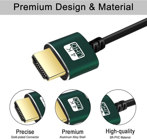 Thsucords Thin HDMI to HDMI Cable 25FT 2 Pack, Ultra Slim & Flexible HDMI Cord Supports High Speed 4K@60Hz 18gbps 2160p 1080p in Kuwait