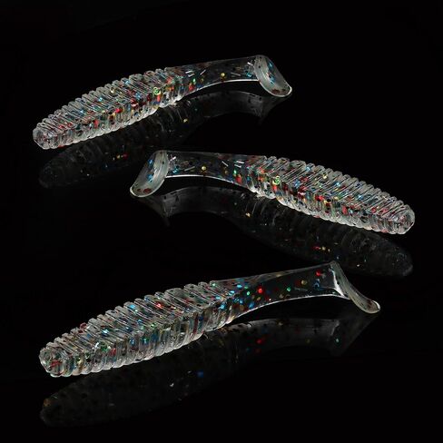 RUNCL Anchor Box - Paddle Tail Swimbaits, Soft Jerk Baits, 20/40/50/60pcs Soft Fishing Lures, Curved Tail Grubs - 3D Lifelike Eyes, Split/Boot/Curved/Straight/Thin Tail - 1/2/3/4/5in, Proven Colors in Kuwait