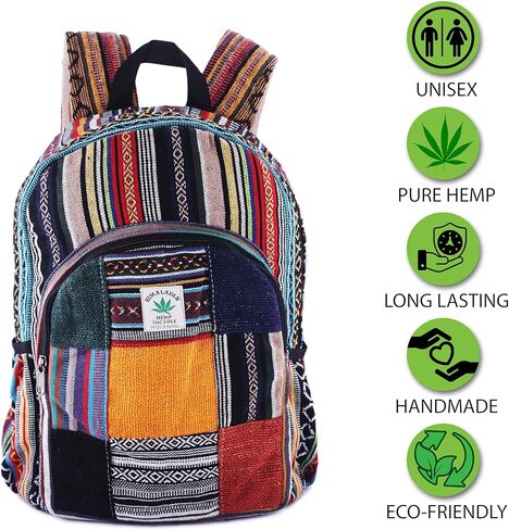 حقيبة ظهر Anitya Hemp، جيوب متعددة الوظائف، صديقة للبيئة، للجنسين، حقيبة نهارية للمشي لمسافات طويلة، حقيبة ظهر متينة (AHLB04) in Kuwait
