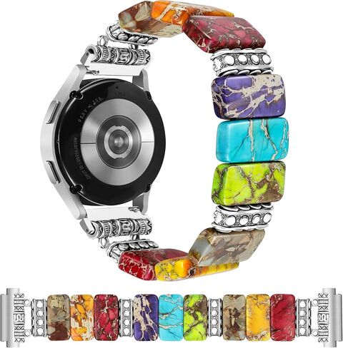Natural Stone Bracelet Beaded Band Women 20mm Compatible with Samsung Galaxy Watch 7/6/5/4/Active 2 40 44mm/Watch 4 Classic 42 46mm/Watch 6 Classic 43 47mm/Watch 5 Pro 45mm/Watch FE 40mm Boho Strap in Saudi Arabia