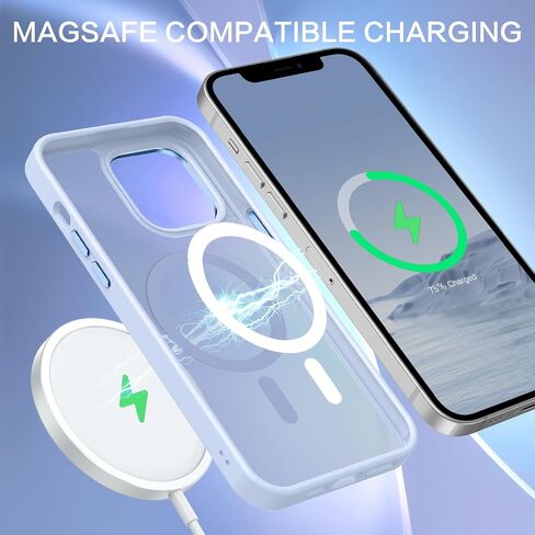 حافظة BENTOBEN المغناطيسية لهاتف iPhone 12، حافظة iPhone 12 Pro [متوافقة مع Magsafe] حافظة شفافة غير لامعة رفيعة مقاومة للصدمات للنساء والرجال والفتيات لهاتف iPhone 12/12 Pro 6.1"، أزرق فاتح in Kuwait