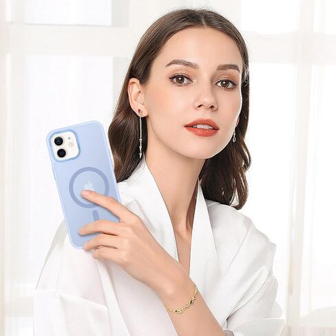 حافظة BENTOBEN المغناطيسية لهاتف iPhone 12، حافظة iPhone 12 Pro [متوافقة مع Magsafe] حافظة شفافة غير لامعة رفيعة مقاومة للصدمات للنساء والرجال والفتيات لهاتف iPhone 12/12 Pro 6.1"، أزرق فاتح in Kuwait