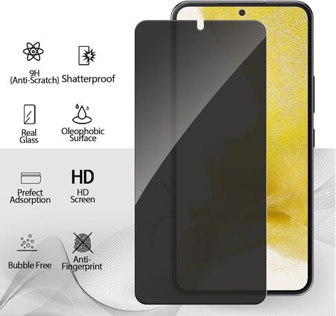 عبوتان من واقي شاشة الخصوصية لهاتف Samsung Galaxy S22/S23 5G 6.1 بوصة من الزجاج المقوى، سهل التركيب، صلابة 9H HD، دعم مضاد للتجسس وفتح بصمة الإصبع in Kuwait