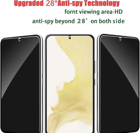 عبوتان من واقي شاشة الخصوصية لهاتف Samsung Galaxy S22/S23 5G 6.1 بوصة من الزجاج المقوى، سهل التركيب، صلابة 9H HD، دعم مضاد للتجسس وفتح بصمة الإصبع in Kuwait