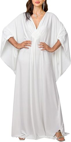 Women's Kaftan Dresses Plus Size Caftan Loungewear Printed Bathing Suit Cover ups Long Beach Tops Flowy Resort Wear in Saudi Arabia