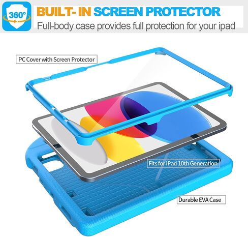 SUPLIK Kids Case for iPad A16 11-Inch 2025 (11th Gen) & iPad 10th Generation (10.9" 2022), Durable Shockproof Stand Cover with Screen Protector/Pencil Holder/Handle for Kids, Pink in Kuwait