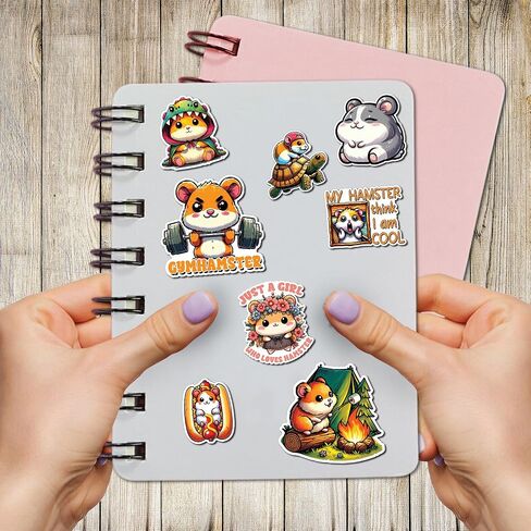Pack 50 PCS Hamster Stickers Cute Animal Decals Vinyl Waterproof Decor Laptop Phone Case Water Bottle Luggage Skateboard Luggage Bicycle Bumper Gift for Boy Girl Kid Teen Adult in Kuwait
