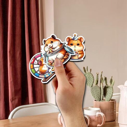 Pack 50 PCS Hamster Stickers Cute Animal Decals Vinyl Waterproof Decor Laptop Phone Case Water Bottle Luggage Skateboard Luggage Bicycle Bumper Gift for Boy Girl Kid Teen Adult in Kuwait