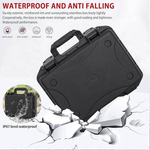 Hard Case with IP67 Waterproof Shockproof Tool Box for Microphone, Drones, Camera, Equipments, Portable Storage Case, 12.2 x 9.8 x 5.5 Inch in Kuwait