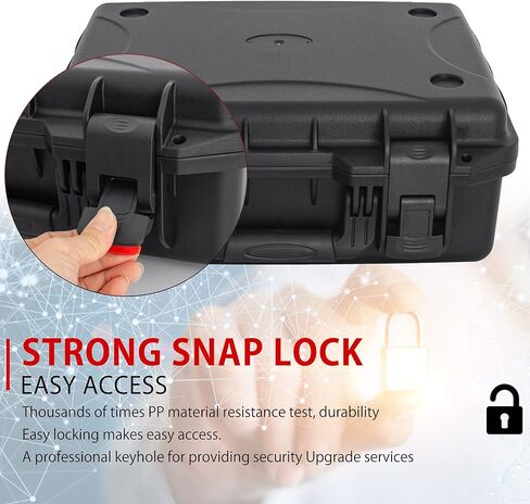 Hard Case with IP67 Waterproof Shockproof Tool Box for Microphone, Drones, Camera, Equipments, Portable Storage Case, 12.2 x 9.8 x 5.5 Inch in Kuwait