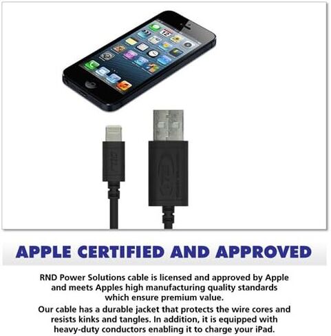 RND Apple Certified Lightning USB 1.5ft Cable (3-Pack) for iPhone (10, X, 8, 8 Plus, 7, 7 Plus, 6, 6 Plus, 6S, 6S Plus, 5, 5S, 5C, SE) iPad (Pro, Air, Mini) and iPod (1.5 feet/.5M/Black) in Saudi Arabia