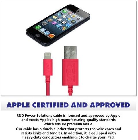 RND Apple Certified Lightning USB 1.5ft Cable (3-Pack) for iPhone (10, X, 8, 8 Plus, 7, 7 Plus, 6, 6 Plus, 6S, 6S Plus, 5, 5S, 5C, SE) iPad (Pro, Air, Mini) and iPod (1.5 feet/.5M/Black) in Saudi Arabia