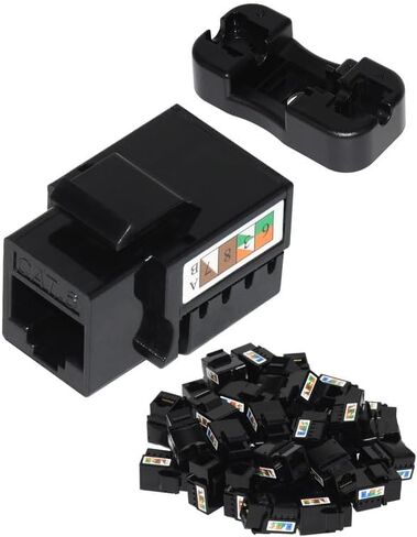Cat6 Ethernet Coupler RJ45 Keystone Jack 40 Pack Cat 6/Cat5e RJ45 Coupler Ethernet Wall Jack for Ethernet Wall Plate/Patch Panel with Punch Down Stand 90-Degree Insert Black in Saudi Arabia