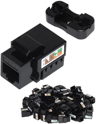 Cat6 Ethernet Coupler RJ45 Keystone Jack 40 Pack Cat 6/Cat5e RJ45 Coupler Ethernet Wall Jack for Ethernet Wall Plate/Patch Panel with Punch Down Stand 90-Degree Insert Black in Saudi Arabia