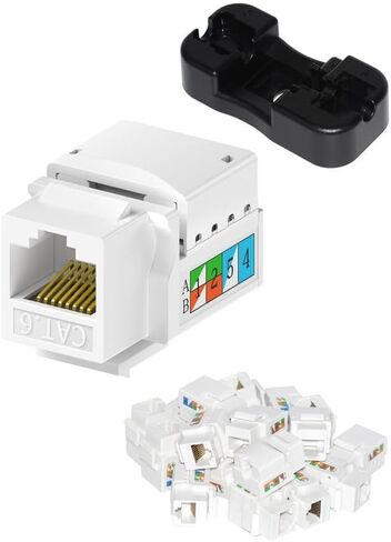 Cat6 Ethernet Coupler RJ45 Keystone Jack 40 Pack Cat 6/Cat5e RJ45 Coupler Ethernet Wall Jack for Ethernet Wall Plate/Patch Panel with Punch Down Stand 90-Degree Insert Black in Saudi Arabia