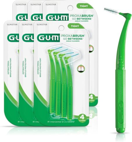 GUM Proxabrush Go-Betweens - Angled- Interdental Brushes - Soft Bristled Dental Picks for Plaque Removal Health - Safe for Braces & Dental Devices, 4ct (4pk) in Saudi Arabia