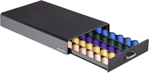 Navaris Coffee Pod Holder Drawer - 50 Capsule Storage Organizer Tray Counter Container - Fits Standard Sizes of Pods and Capsules - 1 Drawer Design in Saudi Arabia