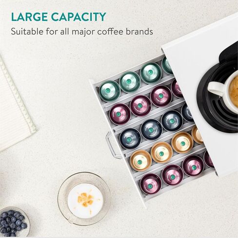 Navaris Coffee Pod Holder Drawer - 50 Capsule Storage Organizer Tray Counter Container - Fits Standard Sizes of Pods and Capsules - 1 Drawer Design in Saudi Arabia