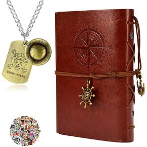 Luffy Necklace One P. Nautical Diary Skeleton Stickers Voyage diary leather Book 12 pcs