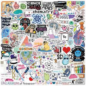 110pcs Science Stickers Pack, Biology Physics Chemistry Stickers for Water Bottle, Science Gift Party Supplies Lab Decoration, Waterproof Vinyl Nature Science Stickers for Laptop Scrapbook