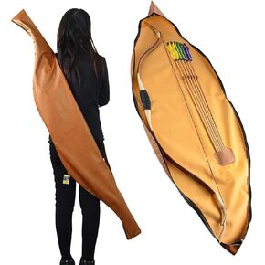 ZSHJGJR Traditional Takedown Recurve Bow Case - 60 inch Archery Bow Cases, PU Leather Recurve Bow Case with 6 Arrow Slots, Moisture, Splash & Sun Protection Mounted Archery Bow Bag Accessory