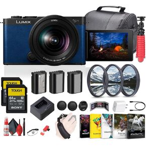 Panasonic Lumix S9 Mirrorless Camera with S 20-60mm f/3.5-5.6 Lens Bundle in Blue Including: 2X 64 GB Memory Card, Art Software, 2X Rechargeable Battery, Battery Charger and More Accessories