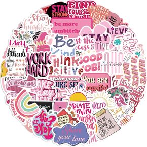 50Pcs Inspirational Stickers Positive Stickers Motivational Stickers for Journaling Scrapbooking Vision Board Supplies Water Bottle Laptops Phone for Women Adults Students Teachers Employees (Black)