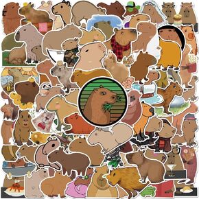 Capybara Stickers| 100 PCS | Cute Brown Stickers, Vinyl Waterproof Stickers for Laptop,Guitar,Motorcycle,Bike,Skateboard,Luggage,Phone,Hydro Flask, Gift for Kids Teen Birthday Party